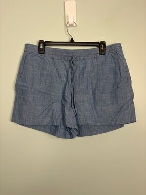 J. Crew Women’s Size Large Cotton Lightweight Chambray Blue Drawstring Shorts